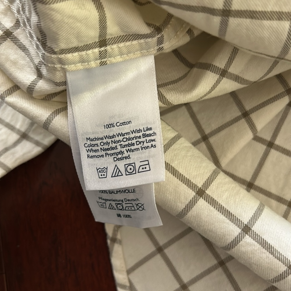 Eddie Bauer Relaxed Fit Button down Shirt XL 100% cotton cream checker - Picture 8 of 8